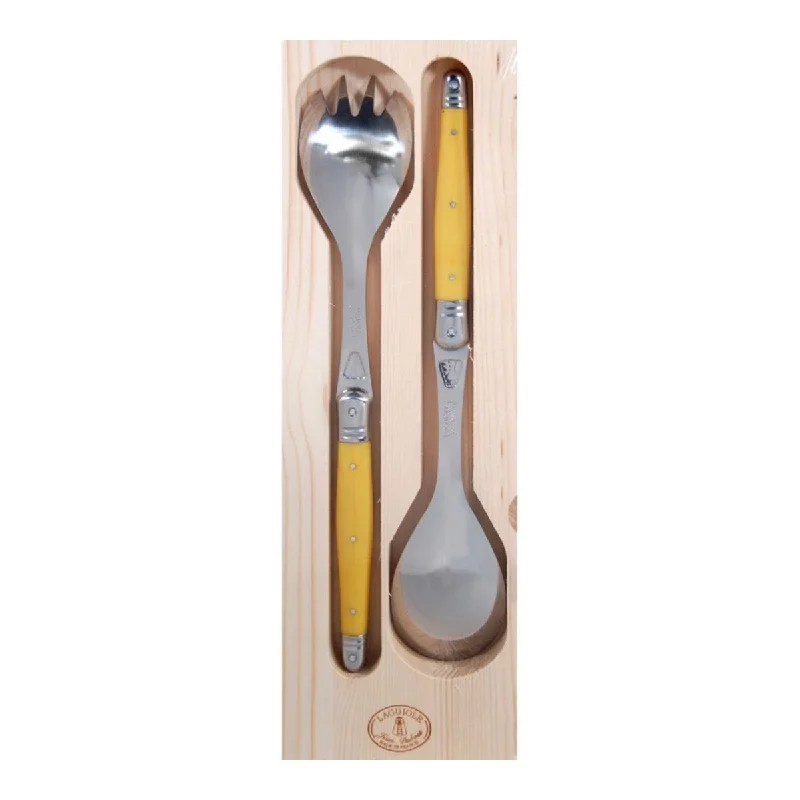 Laguiole Jean Dubost Deluxe Salad Servers Yellow