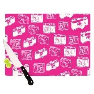 KESS InHouse KESS Original Camera Pattern Magenta Cutting Board