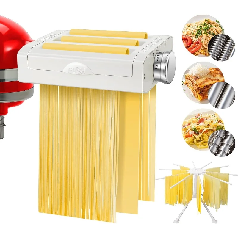 Pasta Maker Attachment for Kitchenaid Mixers with Pasta Drying Rack, AMZCHEF 3 in 1 Set of Kitchen aid Pasta Maker Accessories