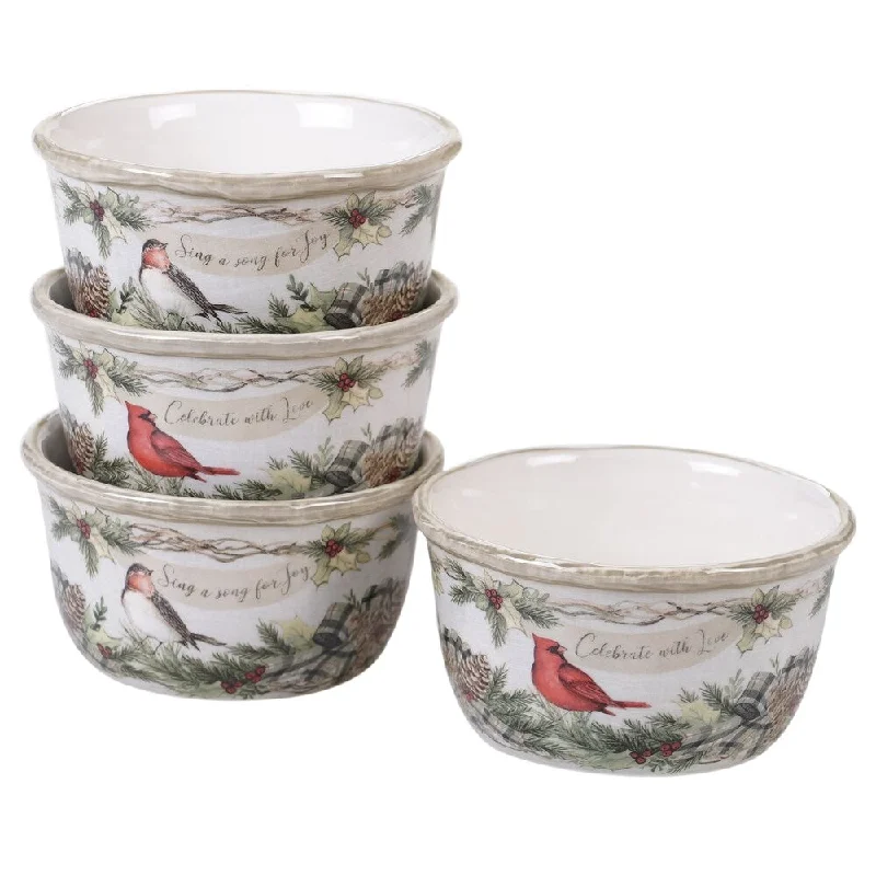 Certified International Holly and Ivy Ice Cream Bowls, Set of 4