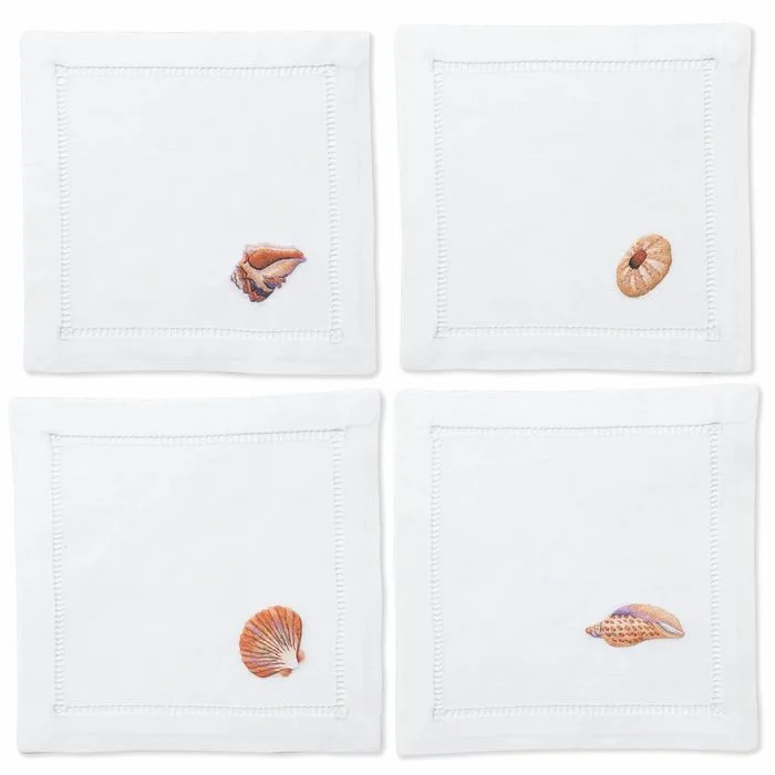 Shell Blush Mixed Set Cocktail Napkins Set of 4