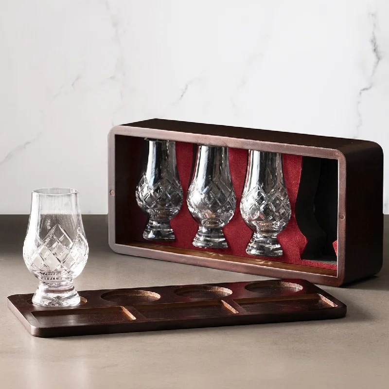 Stanton Cut Glencairn Crystal Glasses + Travel Whiskey Tasting Set