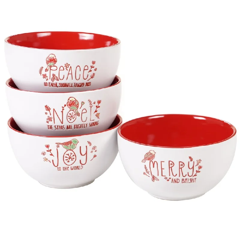 Certified International Holiday Greetings Ice Cream Bowls, Set of 4