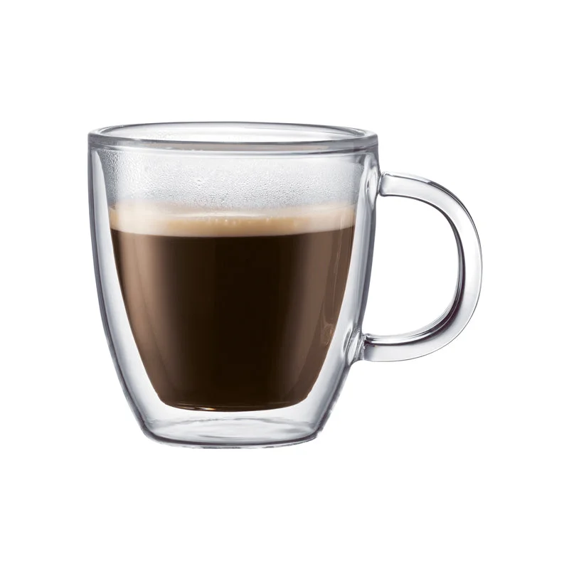 Bodum Bistro Double Wall 5 oz Espresso Glass Mug, Set of 2