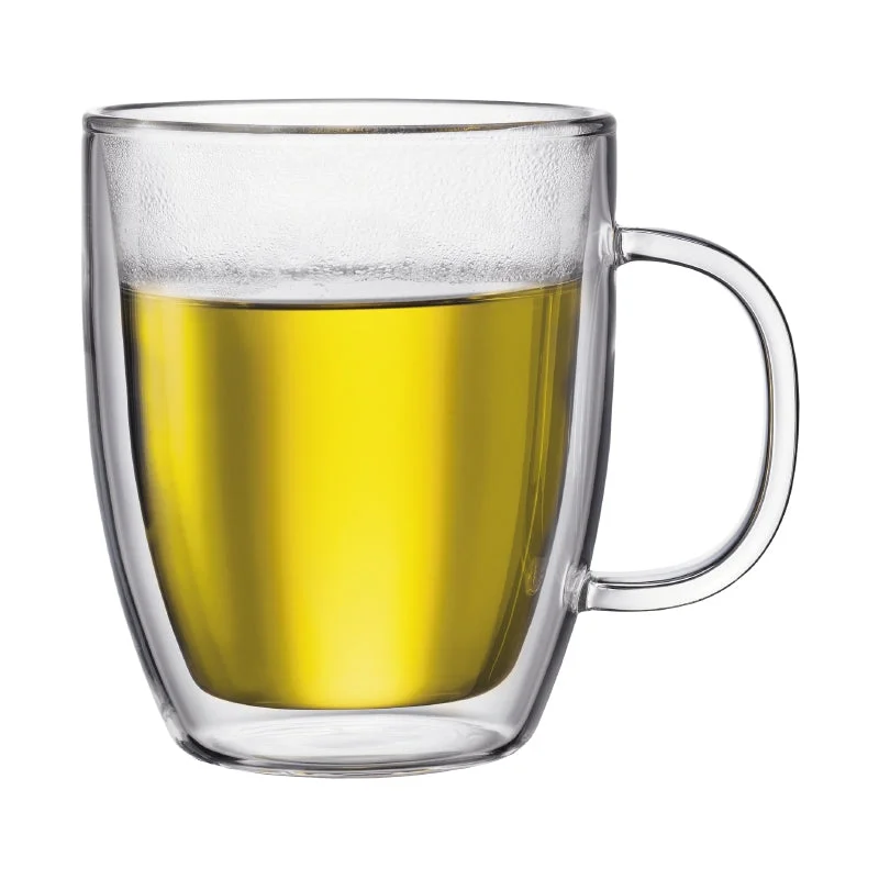 Bodum Bistro Double Wall 15 oz Glass Mug, Set of 2