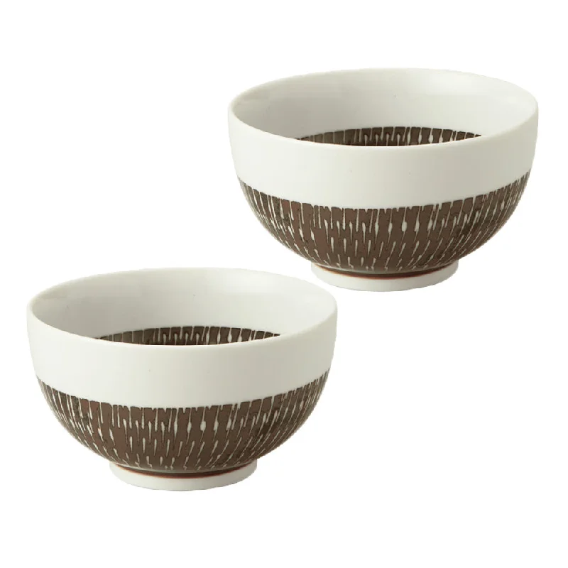 Tobikanna 5.2" Small Donburi Bowls Set of 2 -Brown