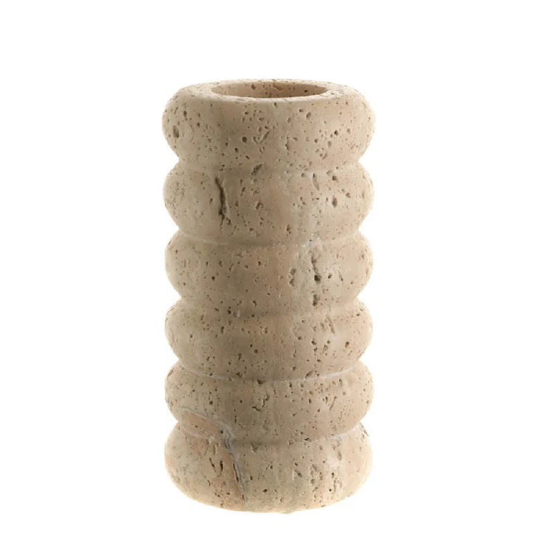 CANDLE HOLDER Beige Travertine 15x7.5cm