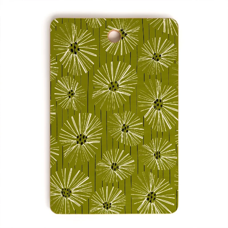 ayeyokp Retro Daisies Musk Green Cutting Board Rectangle