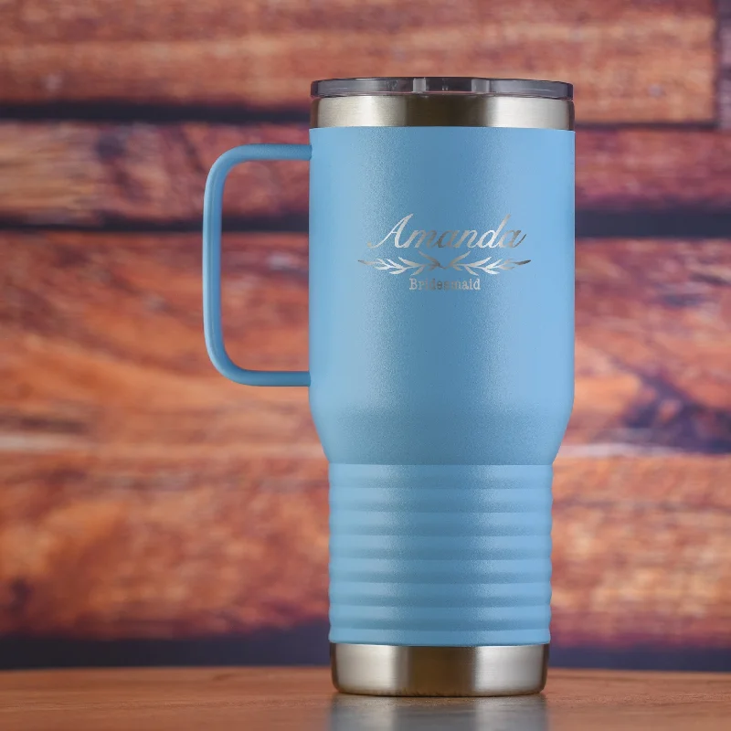 Maid of Honor Bridesmaids Travel Tumbler with Handle