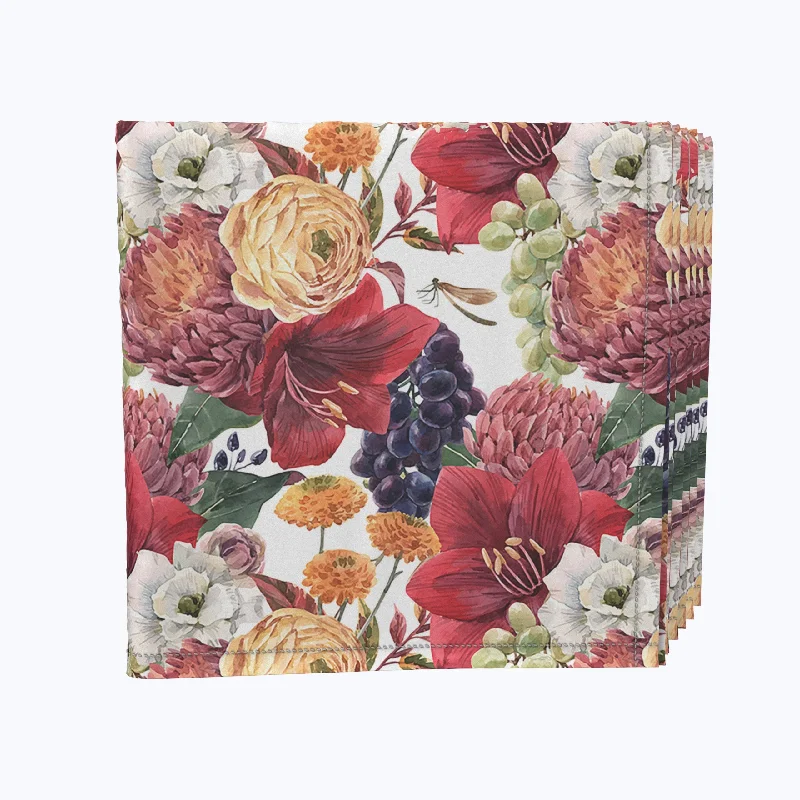 Watercolor Floral & Grapes Napkins