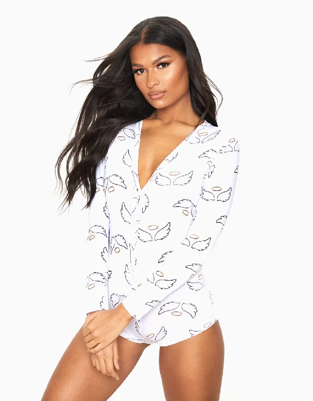 White Angel Printed PJ Rompe