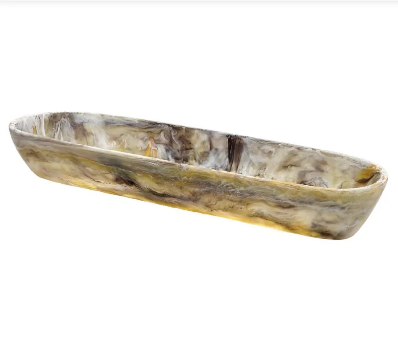 Swirl Resin Colored Boat Bowl Mocha