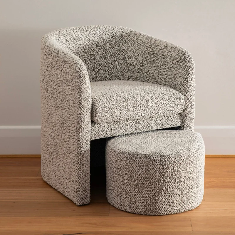 CHAIR & STOOL Boucle White on Charcoal  64.5x63.5x75.5cm