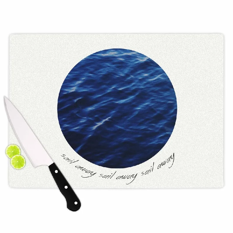 KESS InHouse Chelsea Victoria 'Sail Away' Blue White Cutting Board