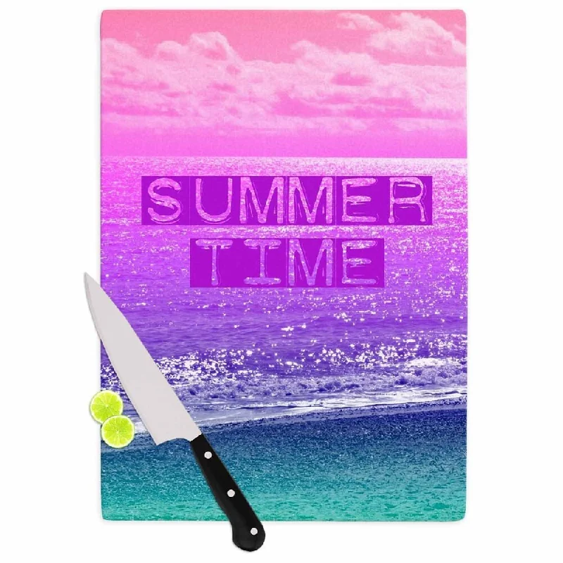 Kess InHouse Alison Coxon "Summer Time" Pink Typography Cutting Board