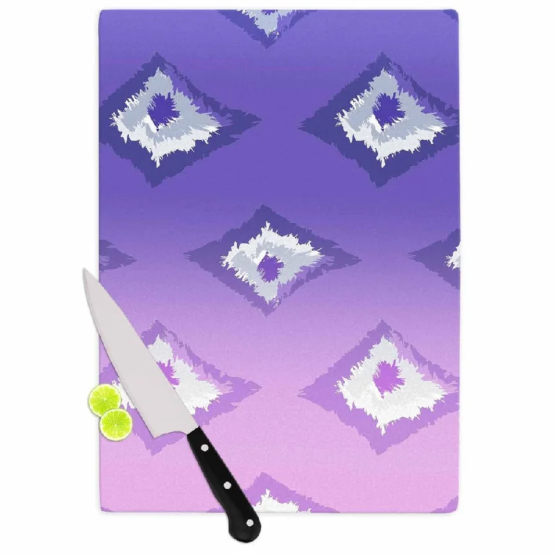 Kess InHouse Alison Coxon "Purple Ombre Ikat " Lavender White Cutting Board