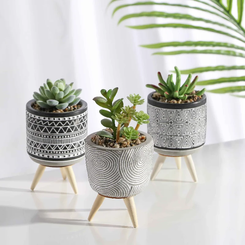 Artificial Succulent Plant Pots (3pc)