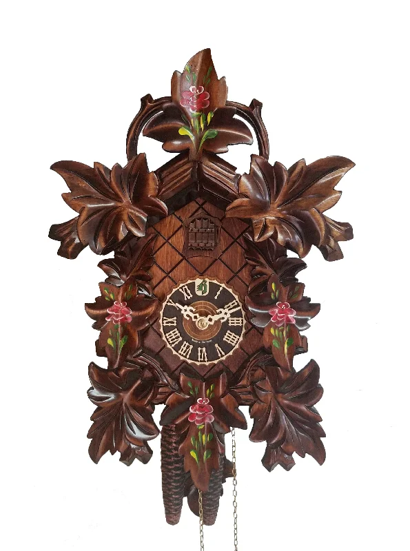 KU1223ro - 1 Day Maple Leaf Cuckoo Clock with Painted Roses