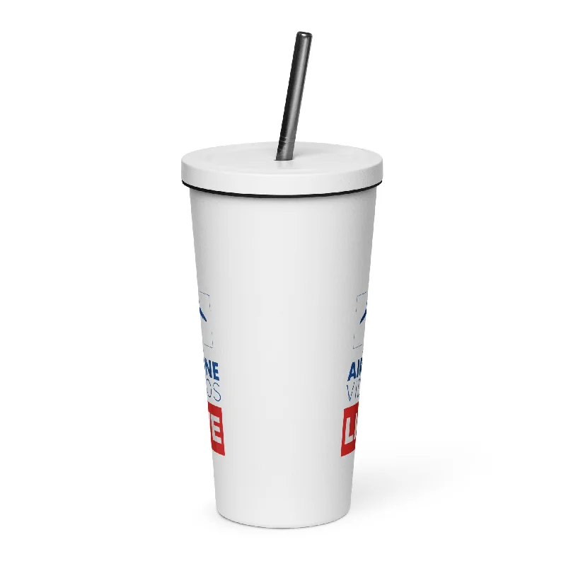 AIRLINE VIDEOS LIVE Insulated tumbler with a straw