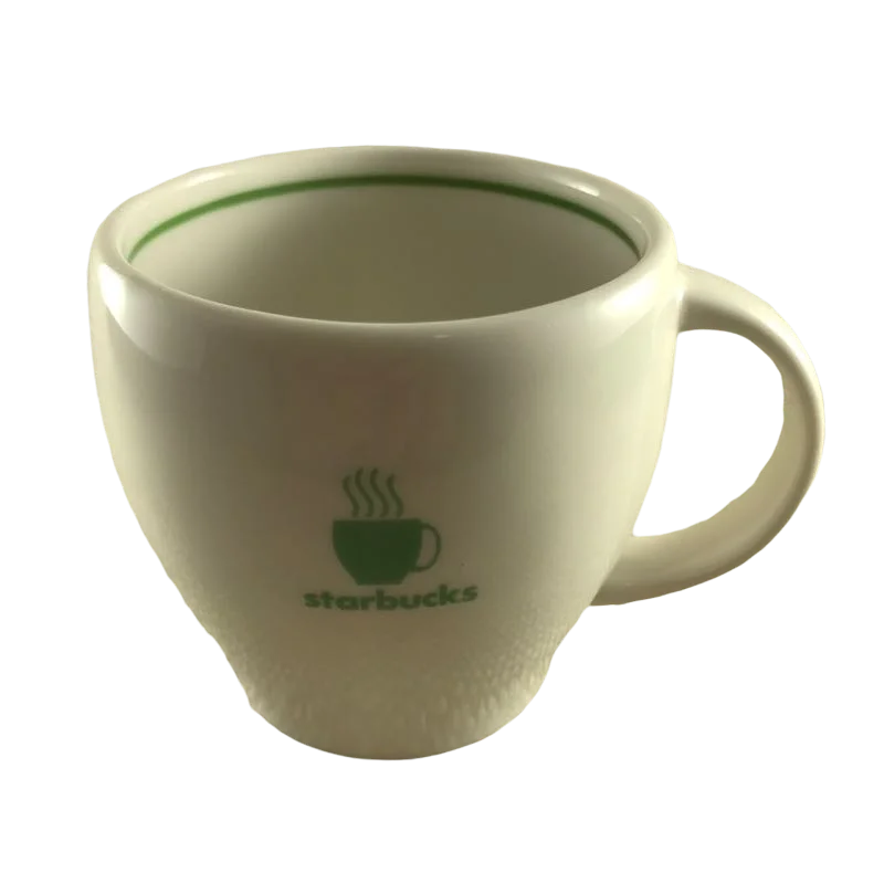 Barista Abbey Green Accents Small White Mug 2003 Starbucks