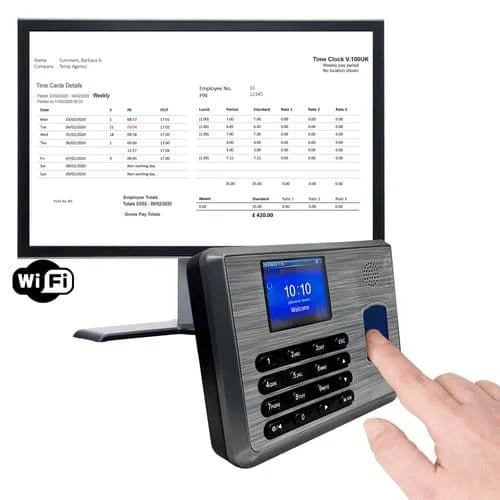 Biometric Time Clock | Fingerprint | Geotime 200 X WIFI With Vacation and Sickness Module. FREE Export to payroll. 90 days FREE Support. No monthly fees. You own it. 1 year warranty.