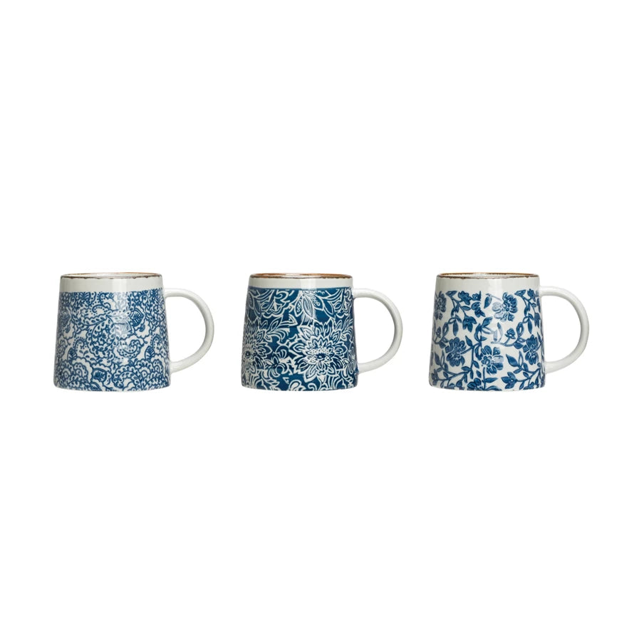 Blue & White Stoneware Mugs