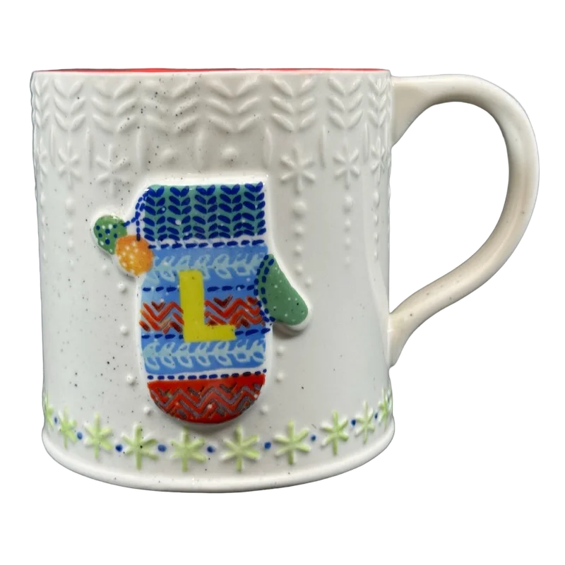 Bundled Up 3D Embossed Mitten Letter "L" Monogram Initial Mug Anthropologie