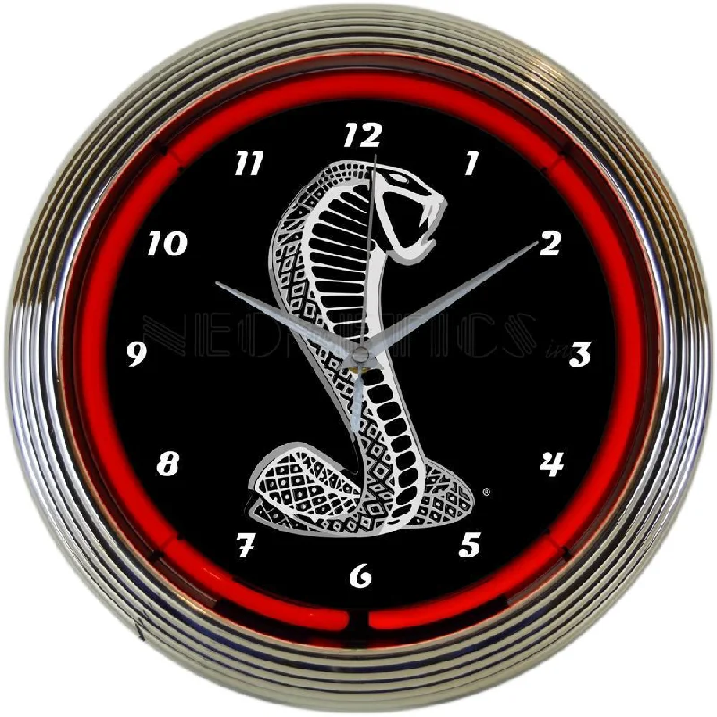 Ford Cobra Coiled Snake Logo Neon Clock