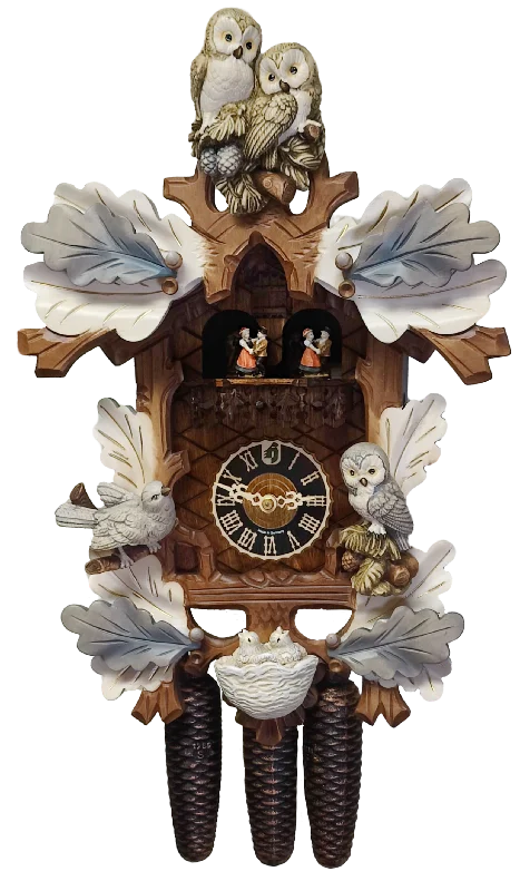 KU8794Maw - 8 Day Musical Cuckoo Clock with Painted Owls