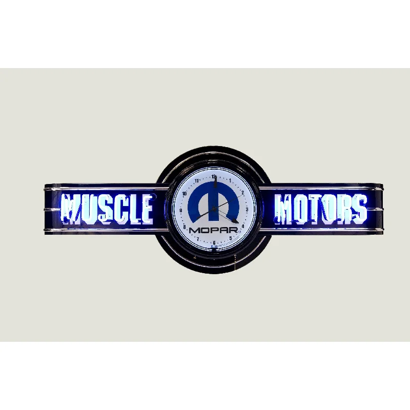 Muscle Motors Mopar Blue Neon Clock Sign