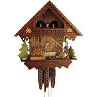 Sternreiter Fisherman Black Forest Mechanical Cuckoo Clock #1383 with Animated fisherman who Plays Blue Danube on LARGE Music Box