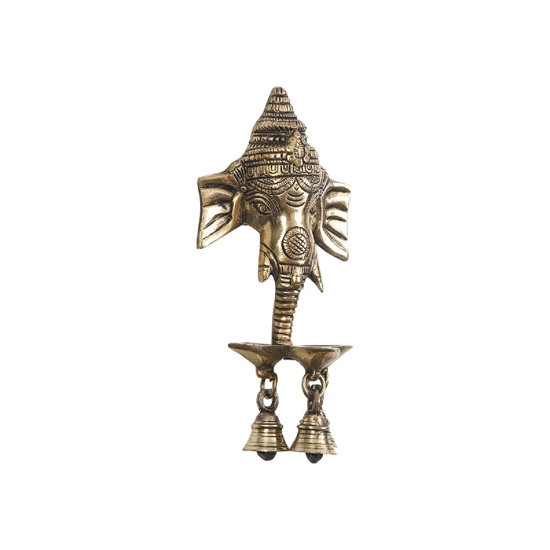 BRASS  WALL HANGING GANESHA  WITH  DIYA