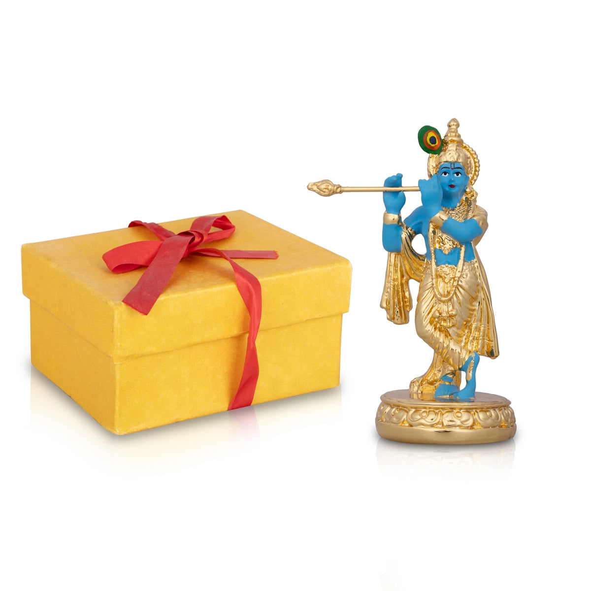 Flute Krishnan Statue - 4.5 x 1.5 Inches | Ceramic Sculpture/ Krishna Flute Statue for Pooja/ 90 Gms Approx