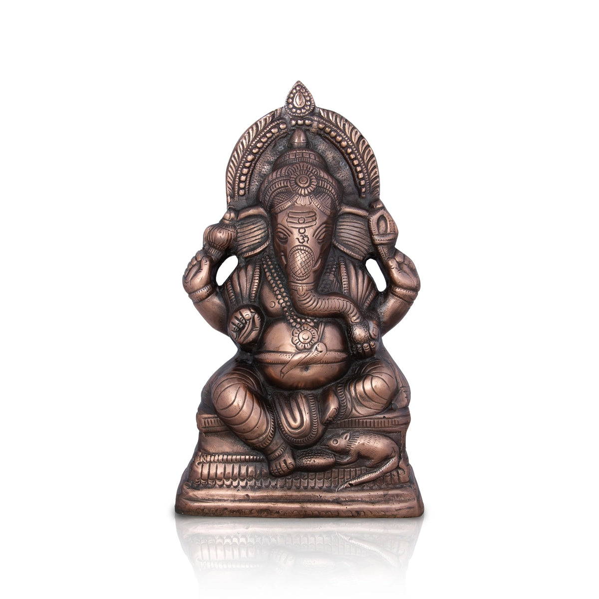 Ganesh Murti - 14 x 8 Inches | Copper Oxidised Ganpati Idol/ Vinayaka Statue for Pooja/ 1.400 Kgs Approx