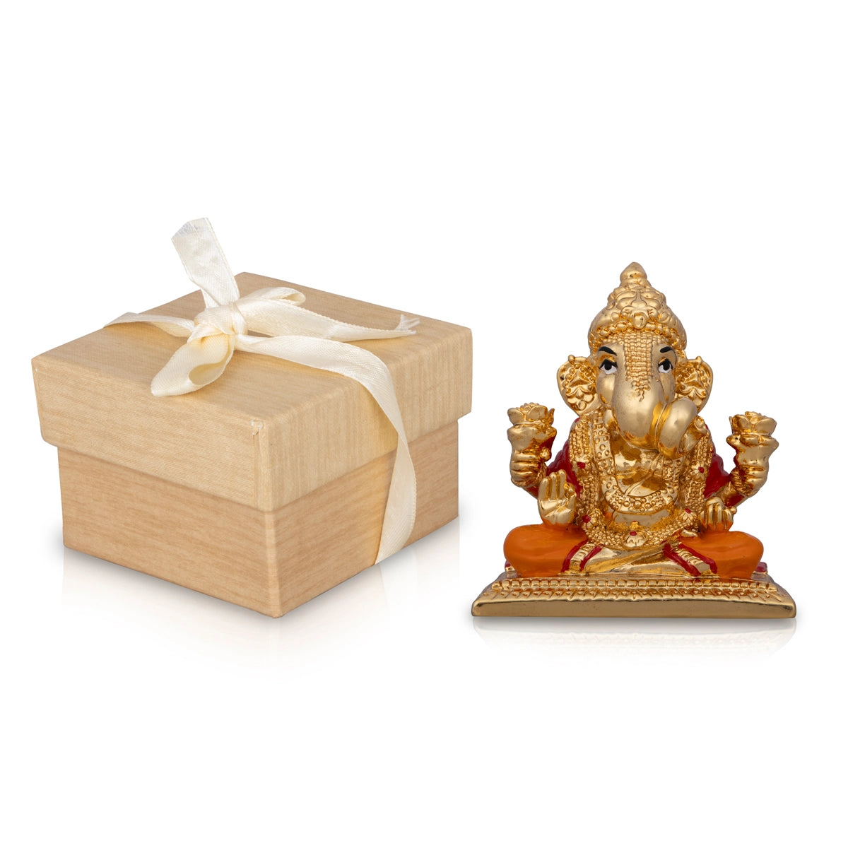 Ganesh Murti - 3 x 2.5 Inches | Ceramic Sculpture/ Ganpati Murti/ Vinayaka Statue for Pooja/ 80 Gms Approx