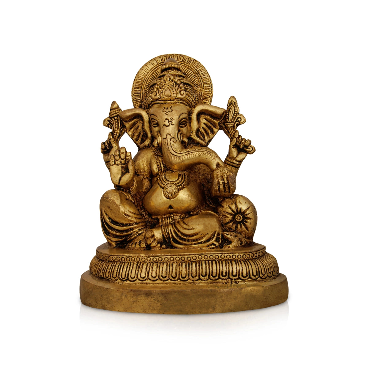 Ganesh Murti - 8 x 5 Inches | Antique Brass Idol/ Ganpati Idol/ Vinayaka Statue for Pooja/ 3.460 Kgs Approx