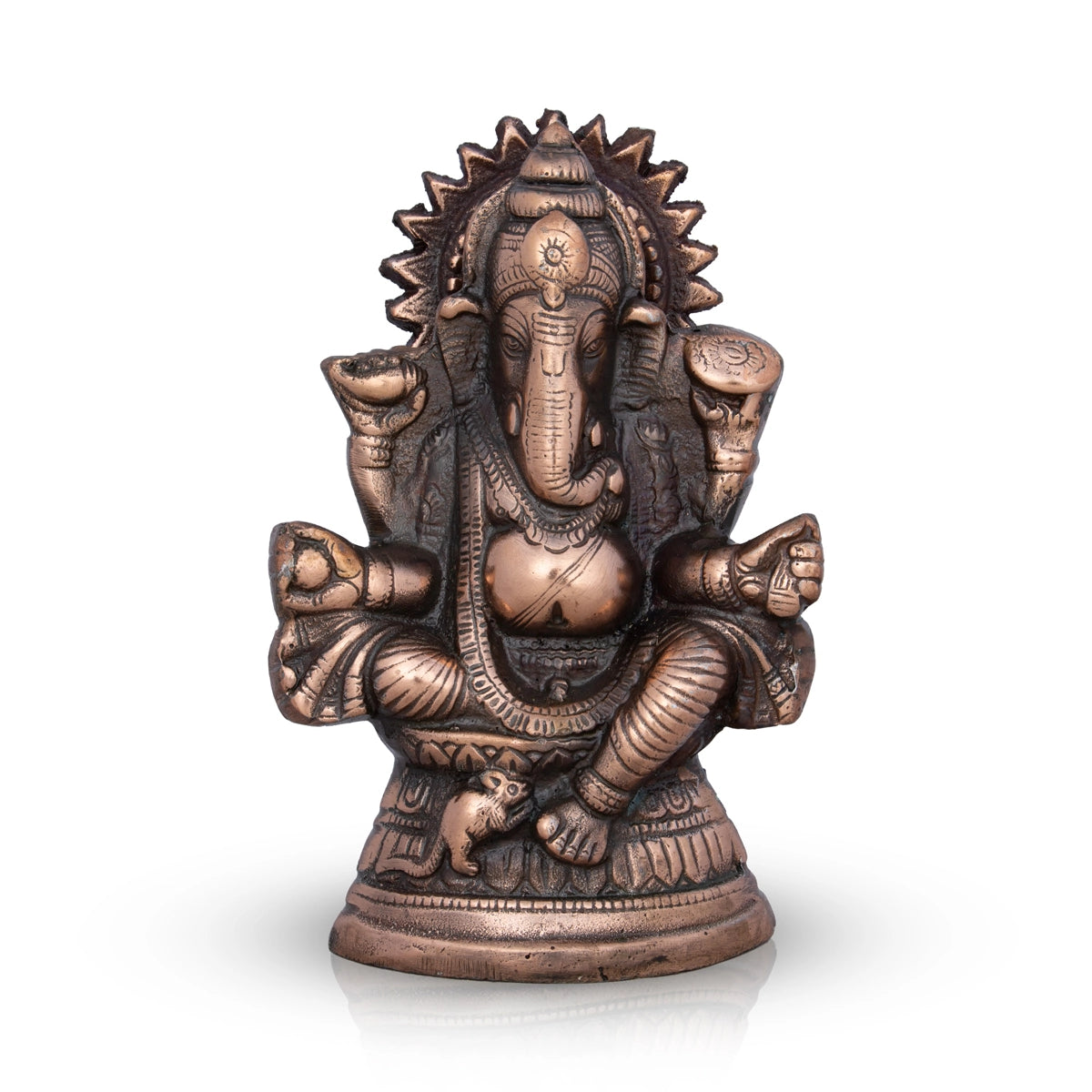 Ganesh Murti - 8 x 5 Inches | Copper Oxidised Ganpati Idol/ Vinayaka Statue for Pooja/ 430 Gms Approx