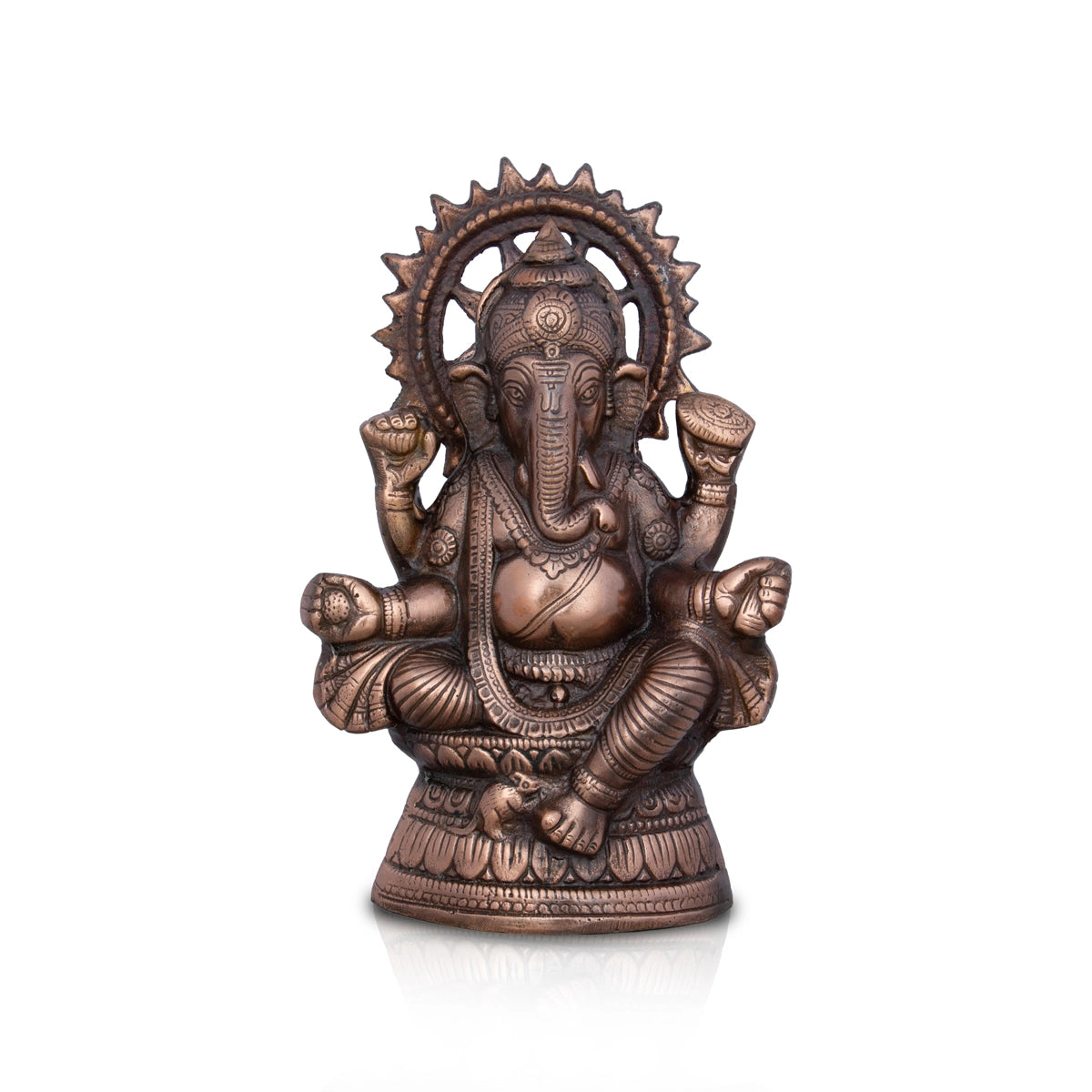 Ganesh Murti - 9.5 x 6 Inches | Copper Oxidised Ganpati Idol/ Vinayaka Statue for Pooja/ 550 Gms Approx