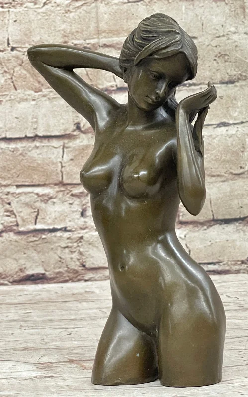 Handcrafted Nude Female Bronze Bust by Mario Nick: Artistic Home Office Decoration