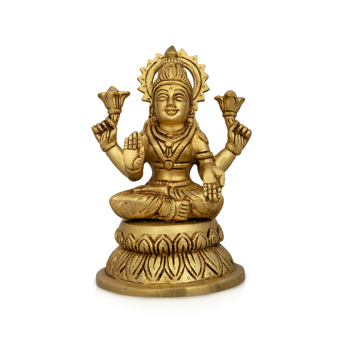 Lakshmi Idol - 6 x 4 Inches | Antique Brass Idol/ Laxmi Murti/ Lakshmi Murti for Pooja/ 1.580 Kgs 
 Approx