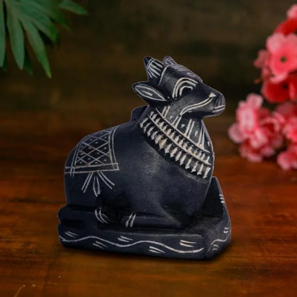 Nandi Statue - 4 Inch | Soft Stone Nandi Idol/ Nandi Murti for Pooja