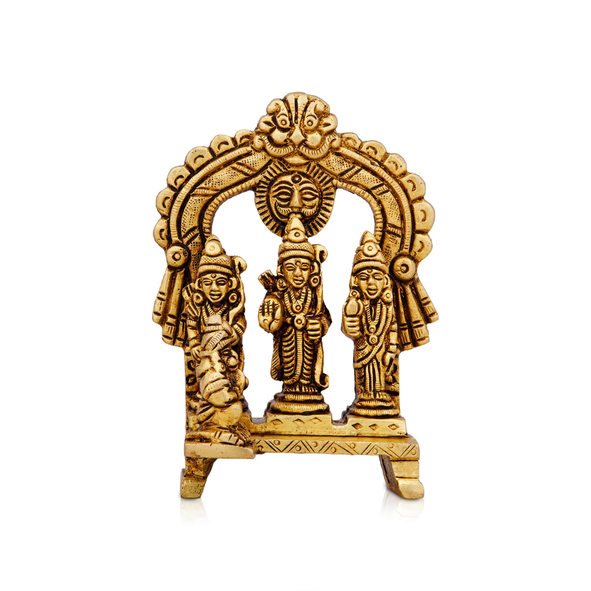 Ram Darbar Murti with Arch - 4 x 2.5 Inches | Antique Brass Idol/ Ram Darbar Idol for Pooja/ 310 Gms Approx