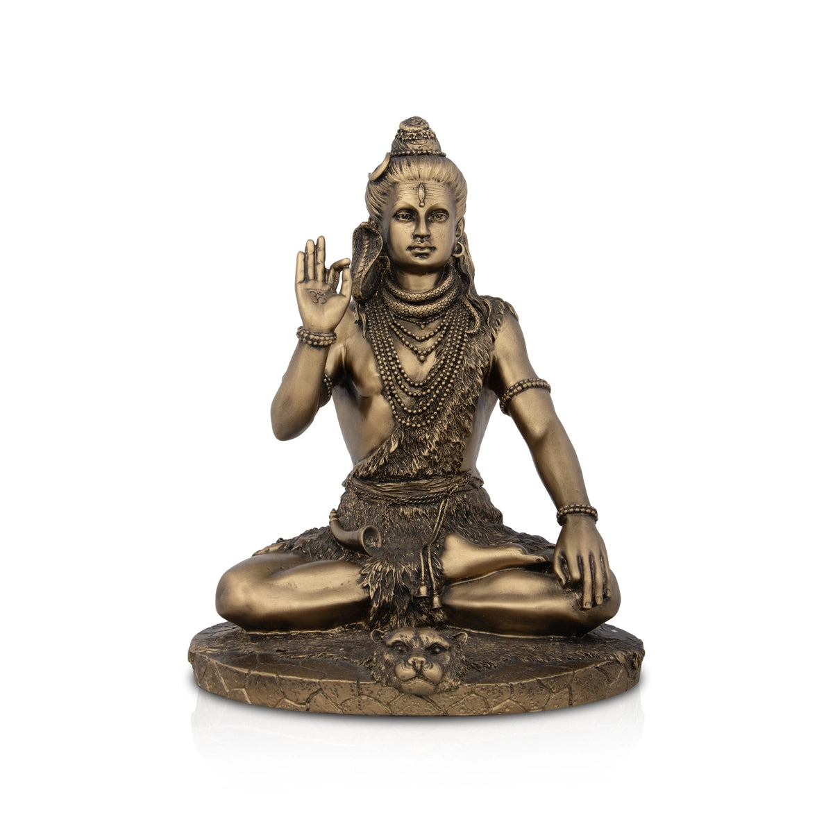 Shiv Murti - 9.5 x 7 Inches | Resin Statue/ Brass Polish Shivan Sitting Statue for Pooja/ 1.950 Kgs Approx