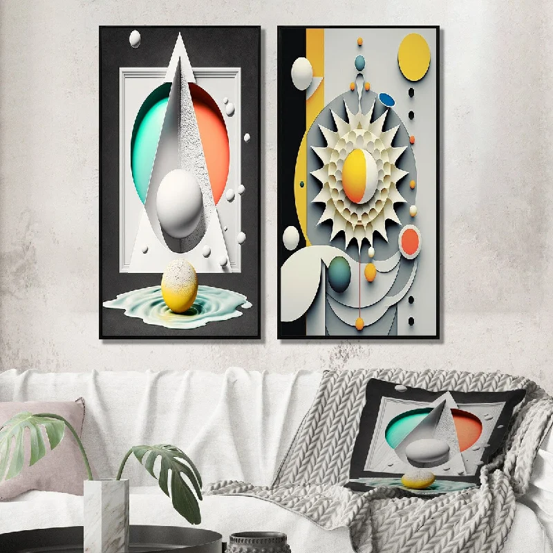 Designart "Sceance Ethereal Visions I" Modern Geometric Wall Art Décor - Modern Canvas Set For Living Room Decor