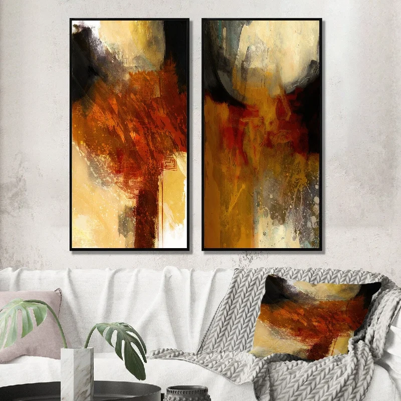 Designart "Terra Rosa Earth Mysteries I" Abstract Framed Wall Art For Bedroom - Modern Gallery Set For Office Decor