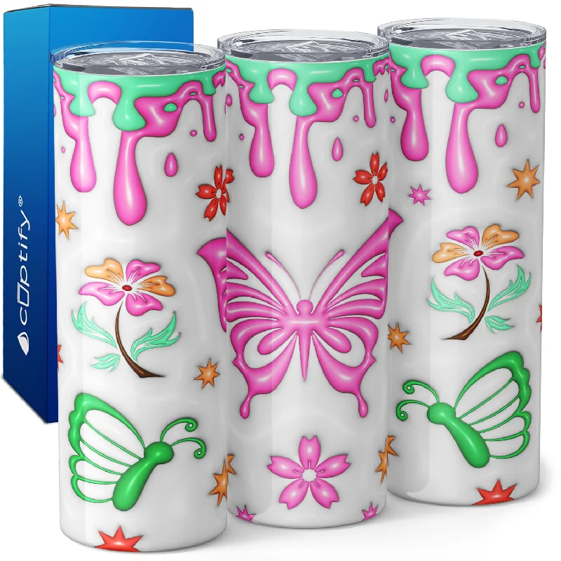 Butterfly Dripping Inflated Balloon 20oz Skinny Tumbler