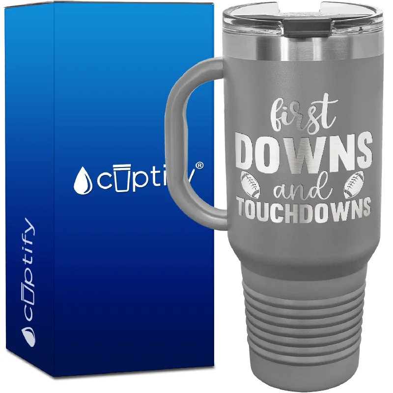 First Downs and Touchdowns 40oz Football Travel Mug