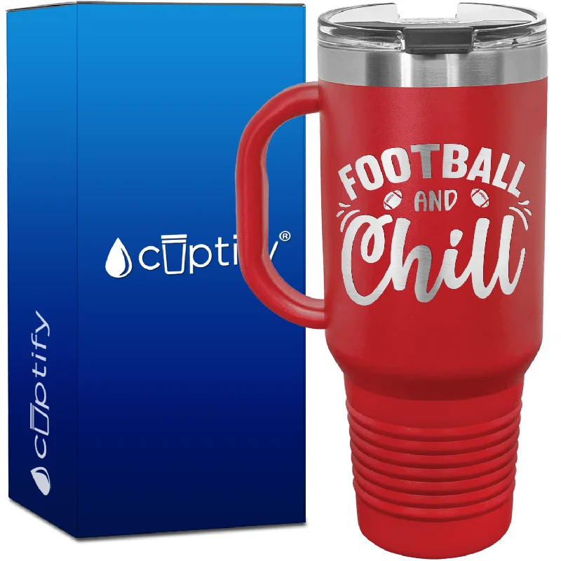 Football and Chill 40oz Football Travel Mug