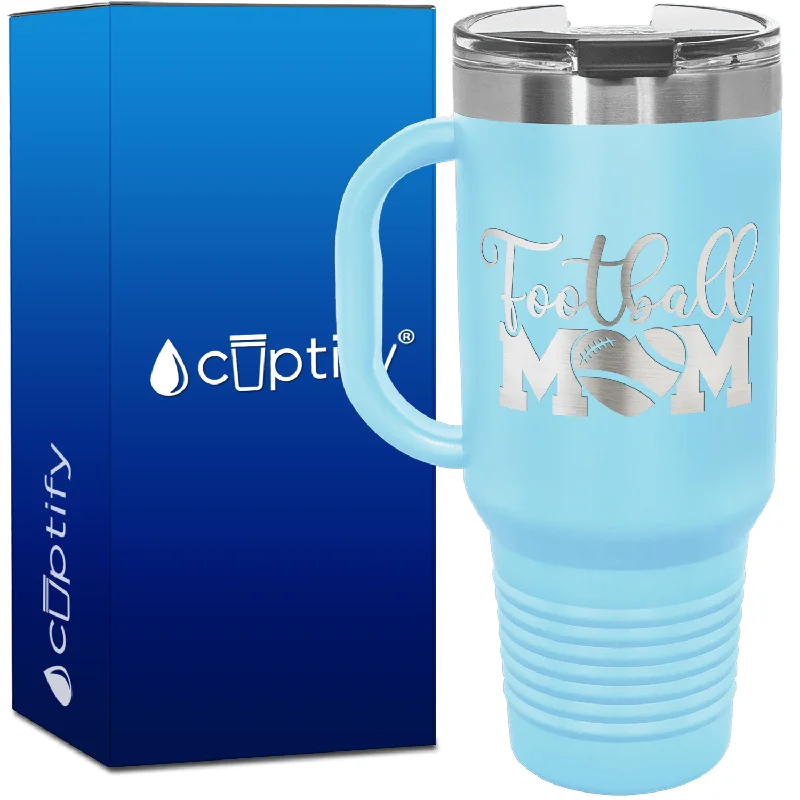 Football Mom Heart 40oz Football Travel Mug