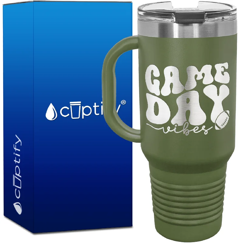 Game Day Vibes Football 40oz Football Travel Mug